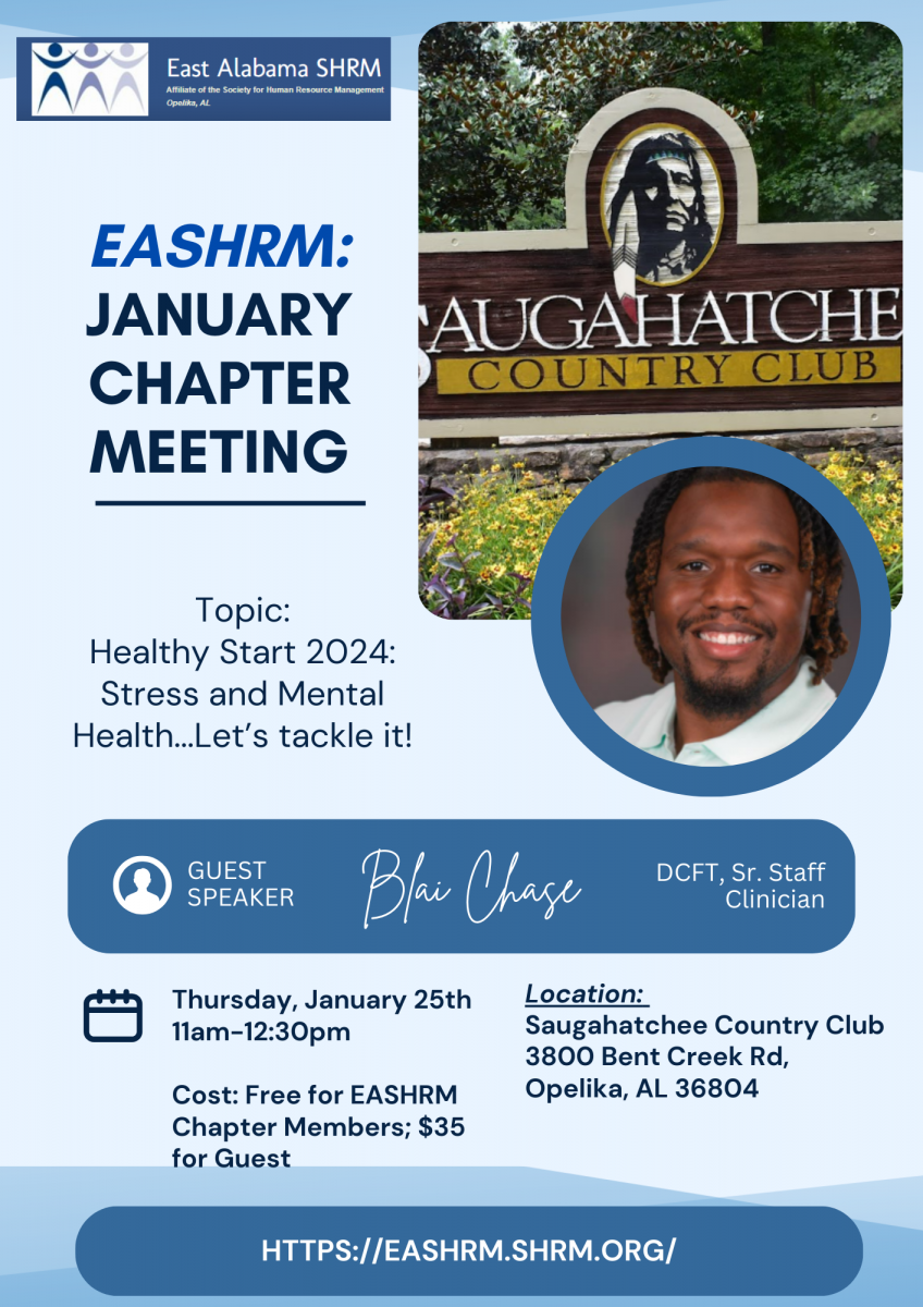 January 2024 Chapter Meeting RSVP and Newsletter East Alabama SHRM